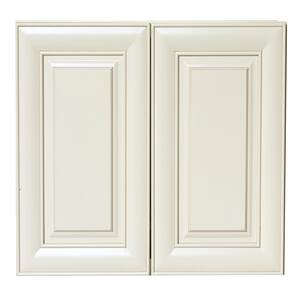 Plywell Ready to Assemble 36x36x12 in. High Double Door Wall Cabinet in Antique White