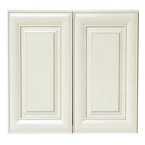 Ready to Assemble 27x30x12 in. Holden High Double Door Wall Cabinet in Antique White