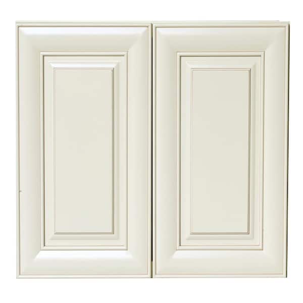 Plywell Ready to Assemble 26x21x12 in. High Double Door Wall Cabinet in Antique White