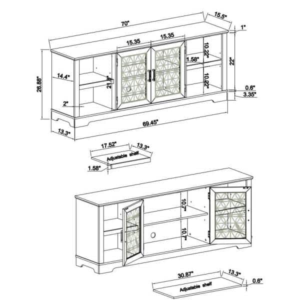 Festivo 70'' Green Wood TV Stand with Floral Doors