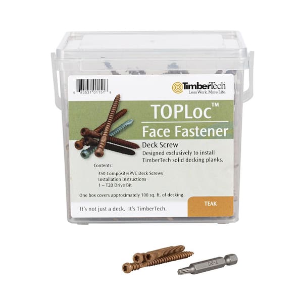 TOPLoc Composite Deck Screw for Fascia Teak 100 sq. ft. (350 2-1/2 in. #8 Torx Oval Head Screws, 2-Bits)