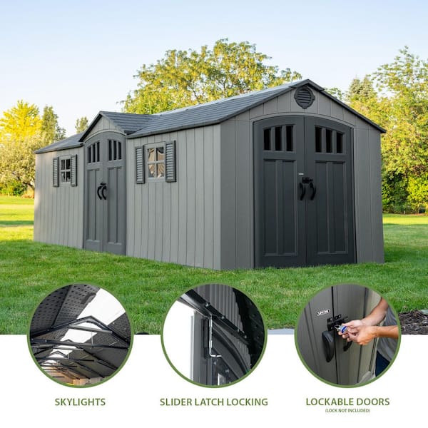 Lifetime 20 ft. W x 8 ft. D Resin Outdoor Storage Shed (155 sq. ft