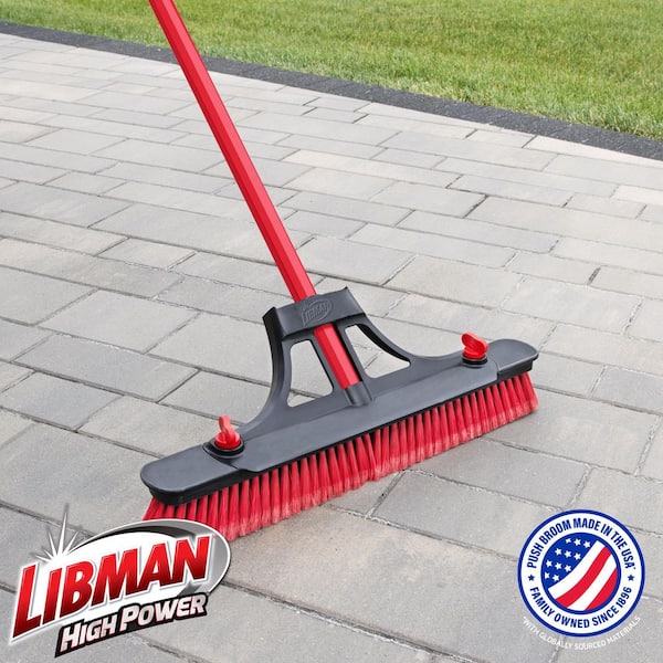 24 in. High Power Contractor Grade Multi-Surface Push Broom with Brace and Fiberglass Handle