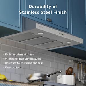 36 in. 400CFM Ducted Under Cabinet Range Hood in Stainless Steel with Push Button, LED Lighting and Permanent Filters