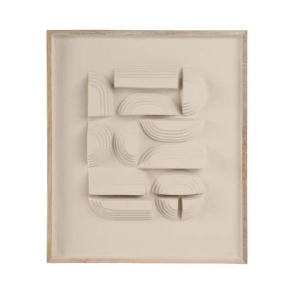 Liv & Skye Beige Framed Geometric Ecomix Canvas Art Print 29 in. x 25 in.