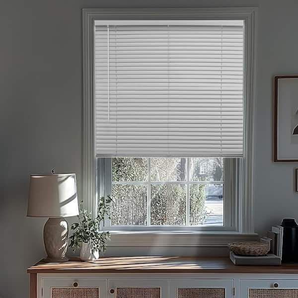 Chicology Midnight White Cordless Blackout Vinyl Mini Blind with 1 in. Slats - 47 in. W x 72 in. L
