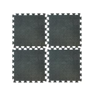 39.25 in. x 39.25 in. Square Anti-Fatigue Interlocking Rubber Mat Set (4-Piece)