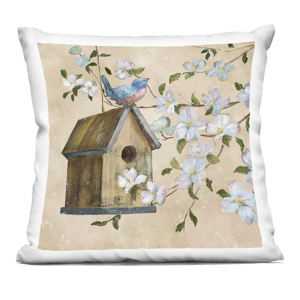 Evening Song Birdhouse over Beige Beige Floral Zipper Polyester 18 in. X 18 in. Throw Pillow price history on PriceWatchPro