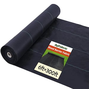 3 oz. 6 ft. x 300 ft. Black Heavy-Duty Polypropylene Fabric Material Weed Barrier