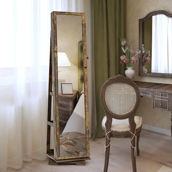 360 Degree Rotatable Jewelry Armoire high quality with Free-Standing Mirror