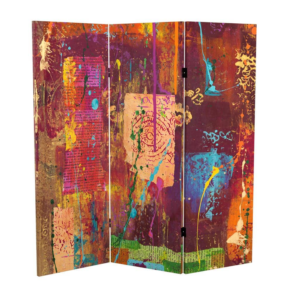 4 ft. Short India Canvas 3-Panel Folding Screen