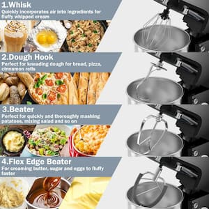 800W 7 qt. . 6-Speed Black Stainless Steel Multi-Functional Stand Mixer Meat Grinder Sausage Stuffer Juice Blender