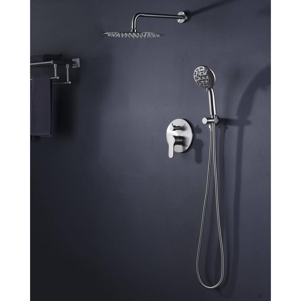 12" Brushed Nickel Wall Mounted Rain Shower System