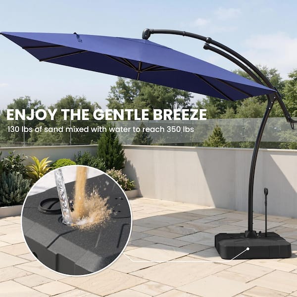 Crestlive Products 10 ft. Square Outdoor Offset Umbrella in Navy