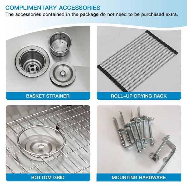Logmey 33 in. Drop-in Low Divide Double Bowl 60/40 Stainless Steel