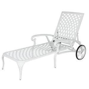 Single White Aluminum Outdoor Adjustable Chaise Lounge