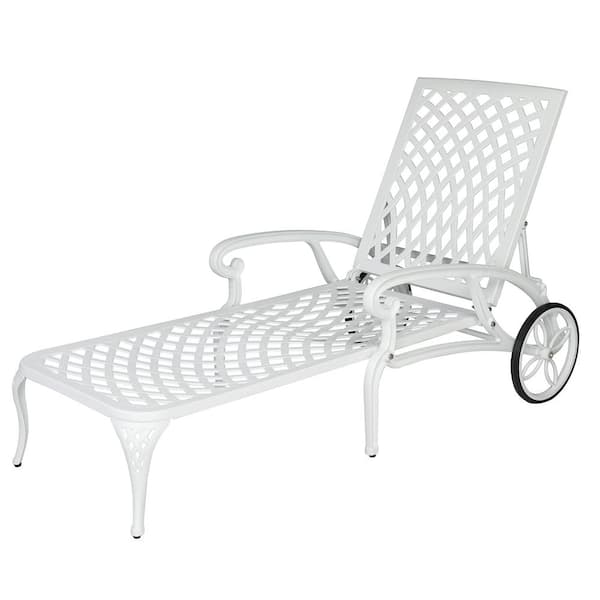 Winado Single White Aluminum Outdoor Adjustable Chaise Lounge