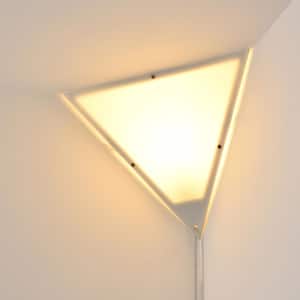 14.76 in. 1-Light White Plug-in Wall Sconce with Acrylic White Shade Modern Triangle Corner Light