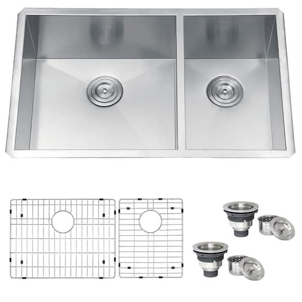 Nesta 32 in. Undermount 60/40 Double Bowl 16-Gauge Stainless Steel Kitchen Sink
