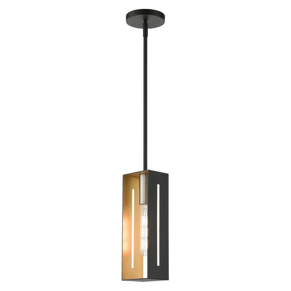 Urban Loft Textured Black and Brushed Nickel 1-Light Pendant