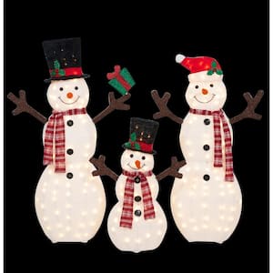 UL Fluffy Snowman Family Sculpture(Set of 3)