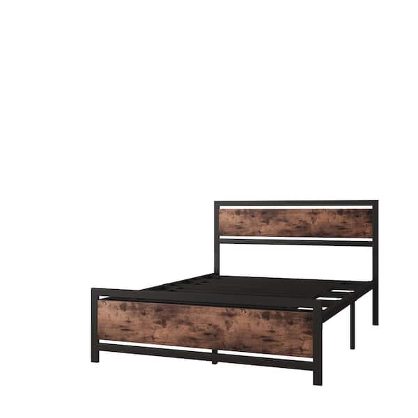 wetiny 54 in. W Black Non-upholstered Metal Frame Full Platform Bed