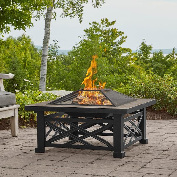 Square Iron Wood Burning Fire Pit, Square Fire Pit Home Depot