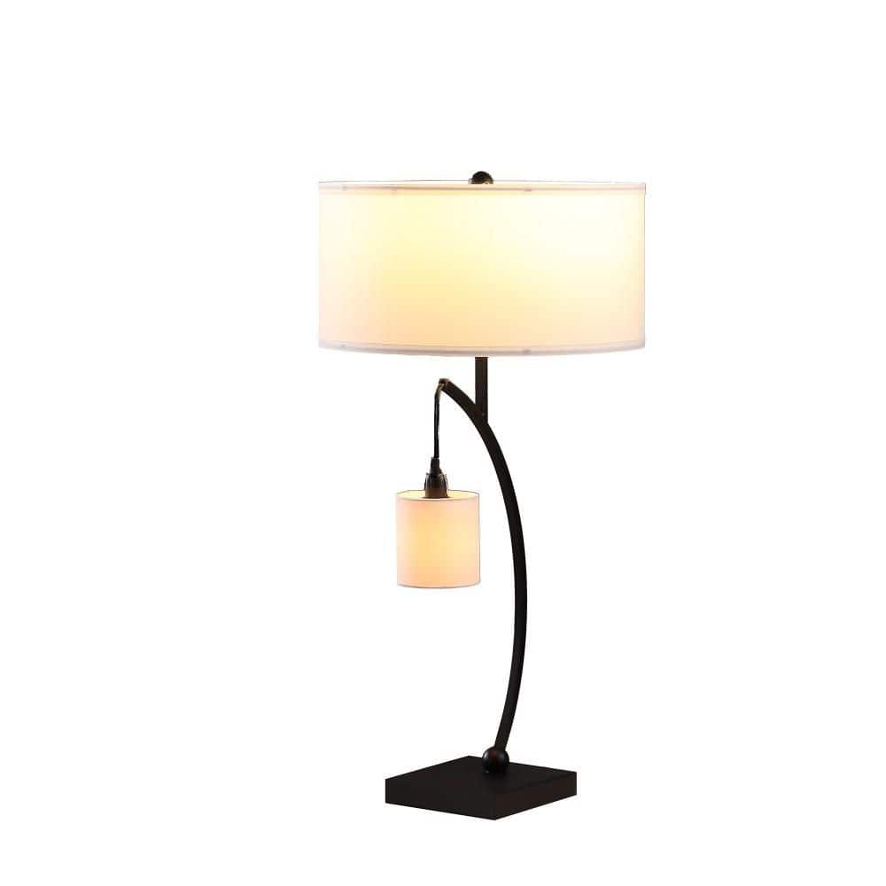 28 in. Black Dual Arc Table Lamp with Hanging Pendulum Design, Modern Artistic Lighting for Living Room and Bedroom price history on PriceWatchPro