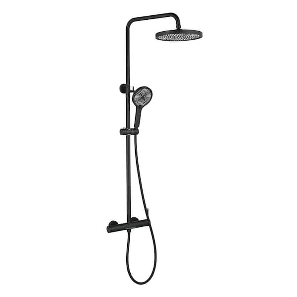 3-Spray Shower Head Wall Mounting All-In-One Kit Fixed and Handheld Shower Head Flow rate 1.59 GPM in Matte Black