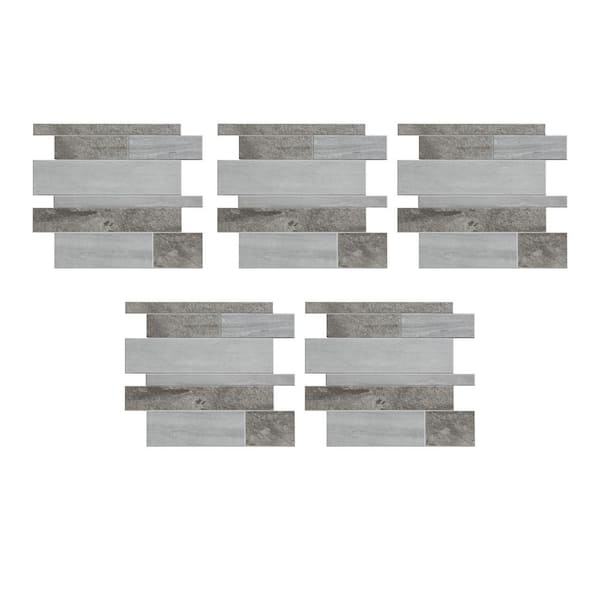 smart tiles Pietra Pozzuoli Grey 11.4 in. x 22.5 in. Vinyl Peel