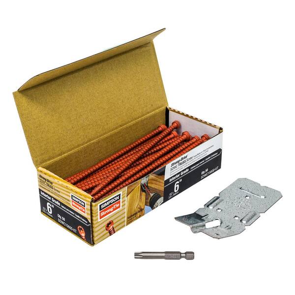 Simpson Strong-Tie SDWC Truss Screws – 0.152" X 6", 50-Pack With Bit & Guide (SDWC15600-KT)