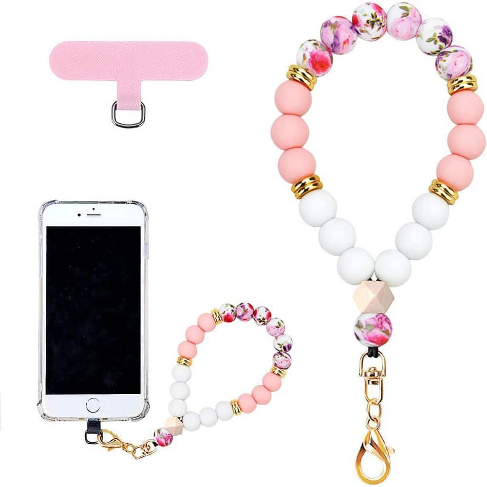 OBJLGEV Marble Silicone Beaded Phone Wrist Strap with Tether Tab