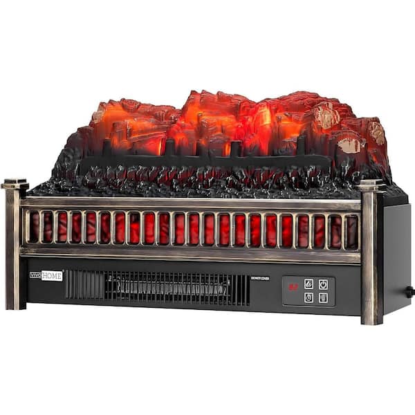 23 in. Freestanding Electric Fireplace with Realistic Quartz Ember Bed, Timer and Remote Control in Gold