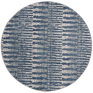 Galaxy Navy/Light Gray 5 ft. x 5 ft. Round Abstract Area Rug