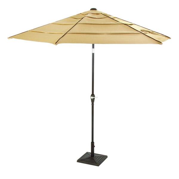 Hampton Bay Madison 9 ft. Tilting Patio Umbrella in Brown-DISCONTINUED