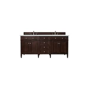 Brittany 72.0 in. W x 23.5 in. D x 34 in. H Bathroom Vanity in Burnished Mahogany with Ethereal Noctis Quartz Top