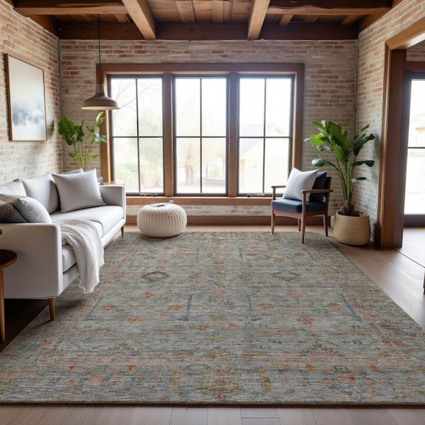 Mayfield Premium Machine Washable Abstract AMF1136 Taupe 9 ft. x 12 ft. Area Rug