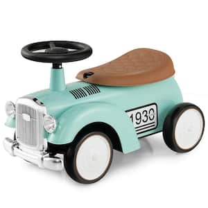 5.5 in. Retro Kids Ride-on Toy Kids Sit to Stand Car with Working Steering Wheel Green