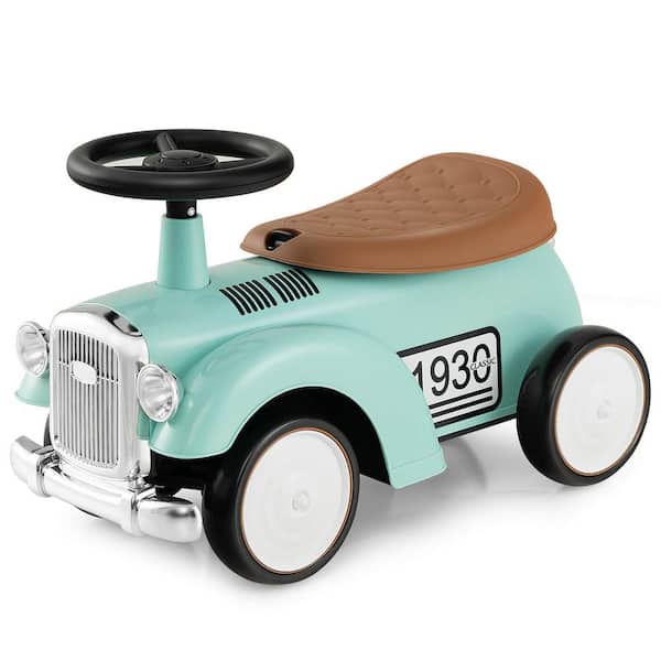 Gymax 5.5 in. Retro Kids Ride-on Toy Kids Sit to Stand Car with Working Steering Wheel Green