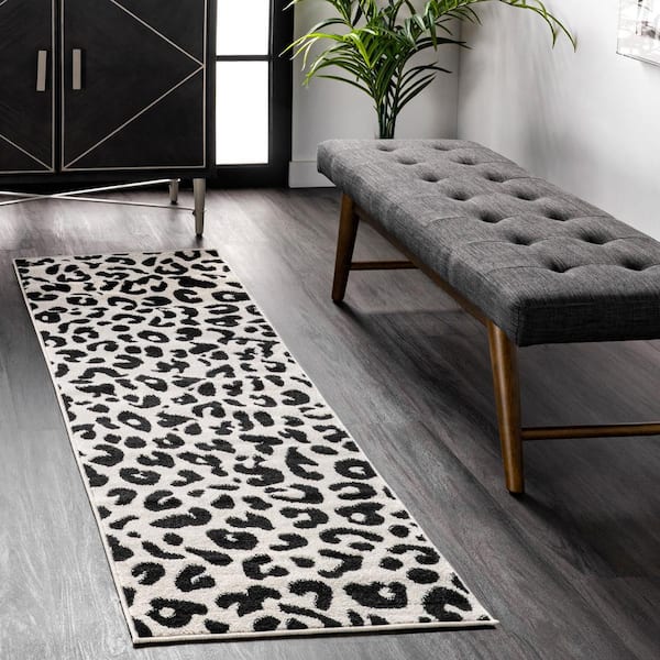 Sebastian Leopard Print Dark Gray 2 ft. x 6 ft. Rectangle Indoor Runner Area Rug