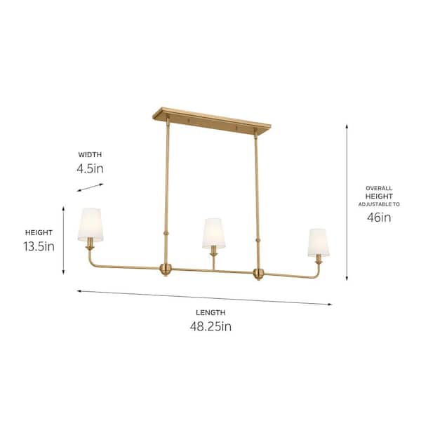KICHLER Pallas 48.25 in. 3-Light Brushed Natural Brass