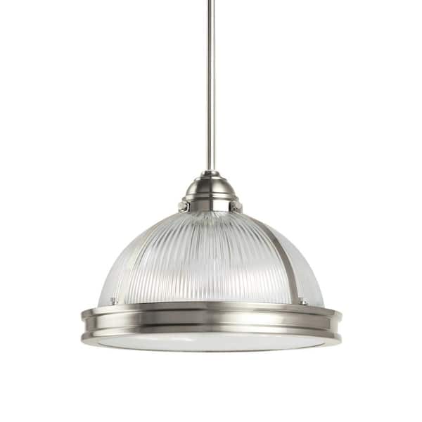 Generation Lighting Pratt Street Prismatic 2-Light Brushed Nickel Pendant with LED Bulb