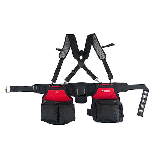 Husky Contractors 2-Bag Work Tool Belt with Suspenders