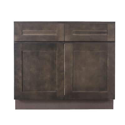 Lancaster Shaker Assembled 39 in. x 34.5 in. x 24 in. Sink Base Cabinet with 2 Doors in Vintage Charcoal
