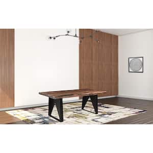 Dark Brown Solid Wood 80 in. D.ouble Pedestal Dining Table Seats 6