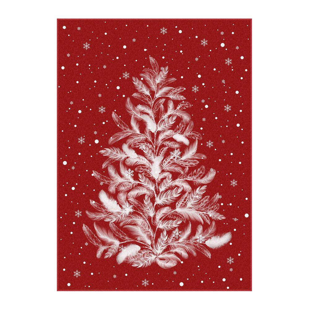 Christmas 5 ft. x 7 ft. Red Feather Christmas Tree Area Rug price history on PriceWatchPro