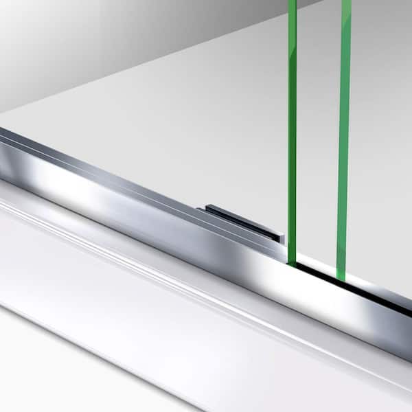 Crecent 3/8 Frameless Single Sliding Glass Shower Door, Chrome - 60W x  76H