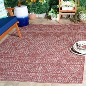 Courtyard Red/Beige 5 ft. x 8 ft. Striped Geometric Indoor/Outdoor Area Rug