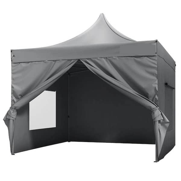 10 ft. x 10 ft. Pop-Up Canopy Tent with Sidewalls, Waterproof UV-Resistant Portable Gazebo with Wheeled Carry Bag