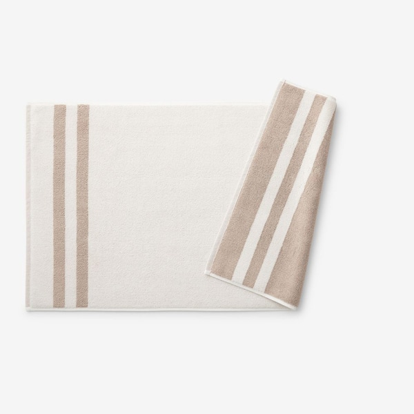Legends Hotel Mirage Rev Stripe Aegean Towel 20 in. x 36 in. Ecru Bath Mat